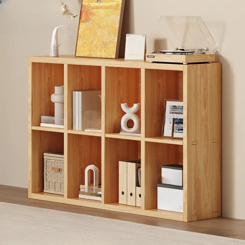 Simple Horizontal Short Natural Wood 2 Shelves Bookcase