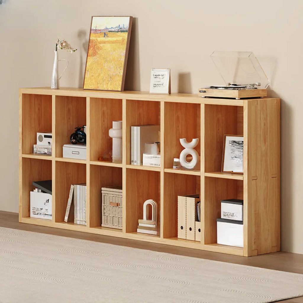 Simple Horizontal Short Natural Wood 2 Shelves Bookcase