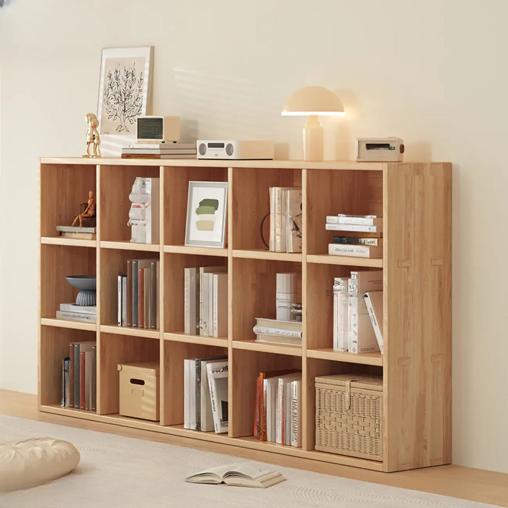 Simple Horizontal Short Natural Wood 2 Shelves Bookcase