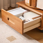 Narrow Rotating Cherry Wood Vertical Bookcase With Drawer