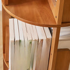 Narrow Rotating Cherry Wood Vertical Bookcase With Drawer