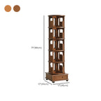 Narrow Rotating Cherry Wood Vertical Bookcase With Drawer