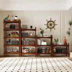 Traditional Etagere Brown Wooden Bookshelf 5-Tier