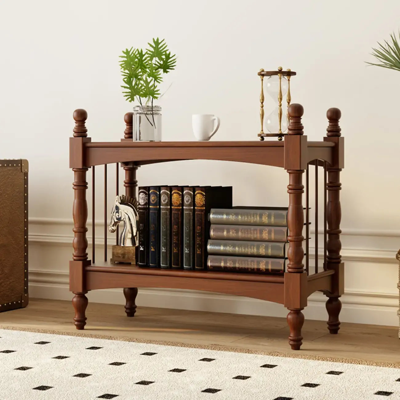 Traditional Etagere Brown Wooden Bookshelf 5-Tier