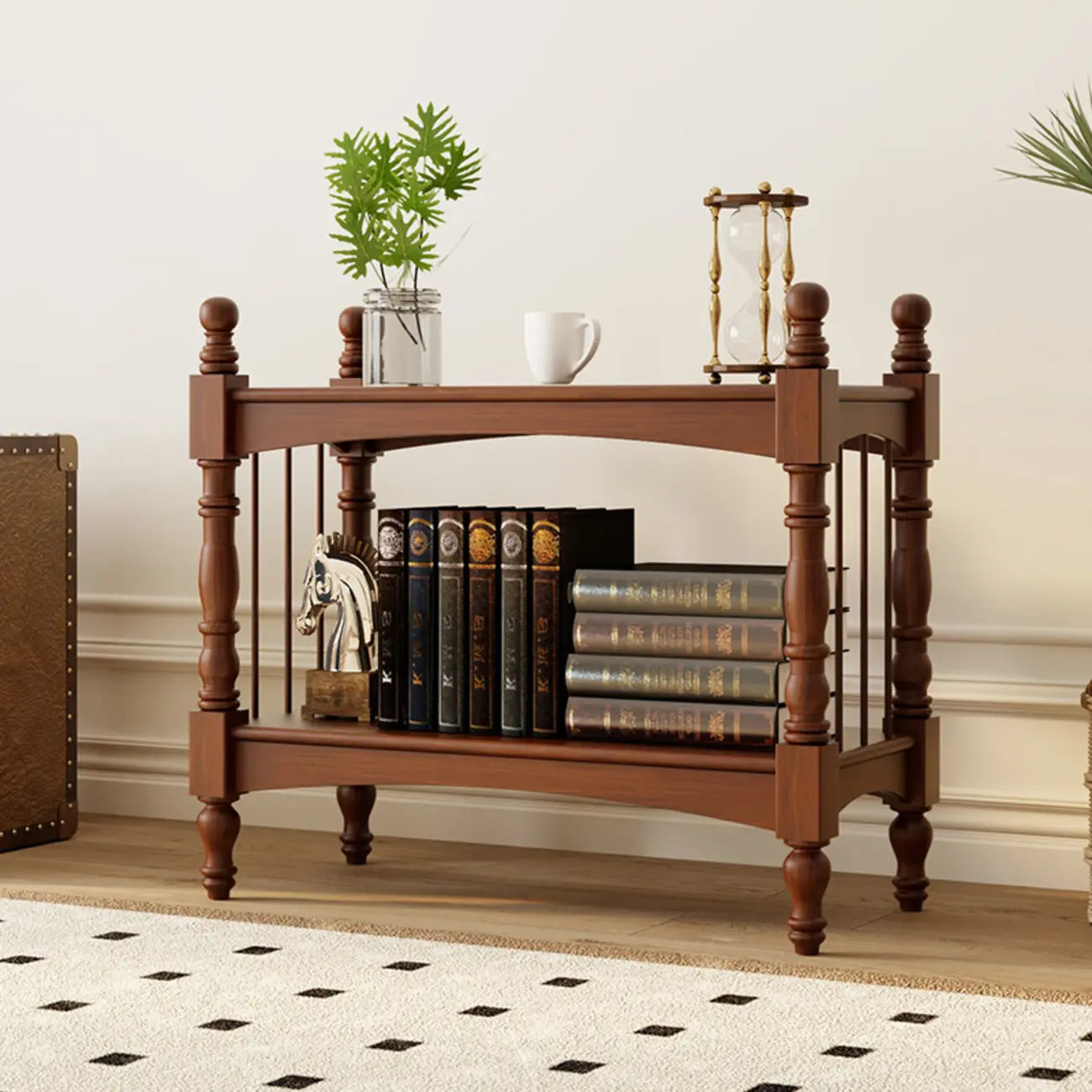 Traditional Etagere Brown Wooden Bookshelf 5-Tier