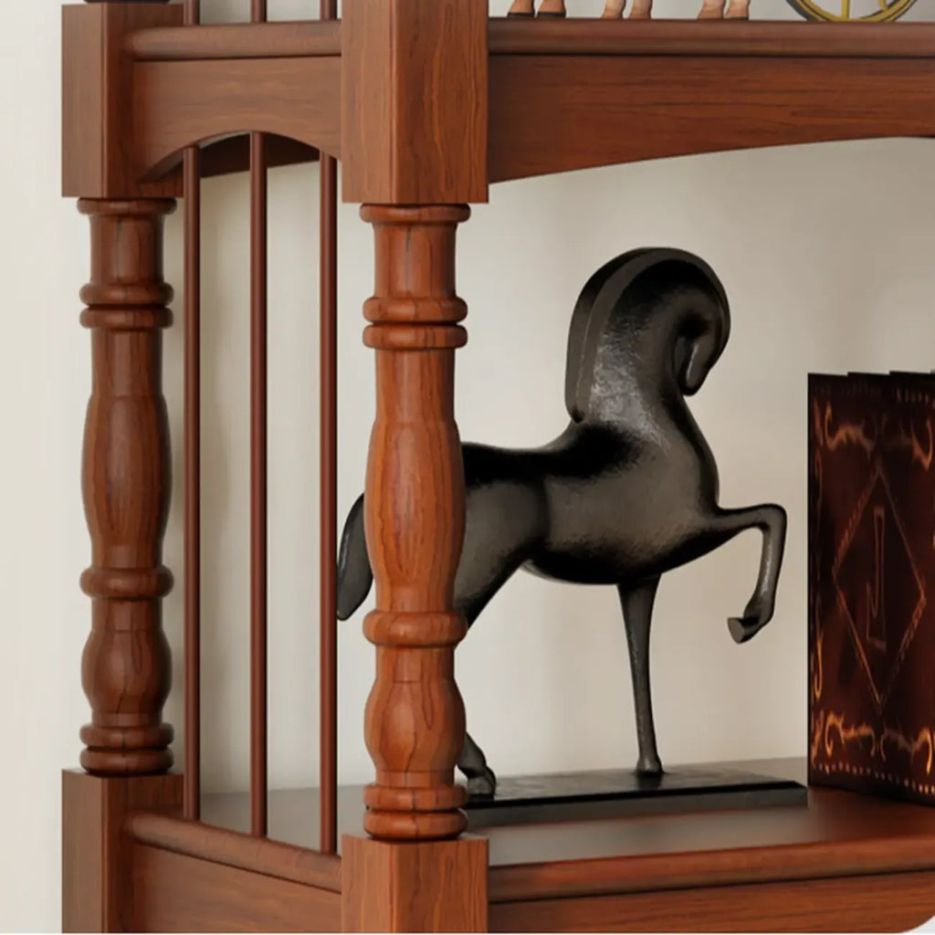 Traditional Etagere Brown Wooden Bookshelf 5-Tier