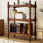 Traditional Etagere Brown Wooden Bookshelf 5-Tier