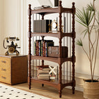 Traditional Etagere Brown Wooden Bookshelf 5-Tier