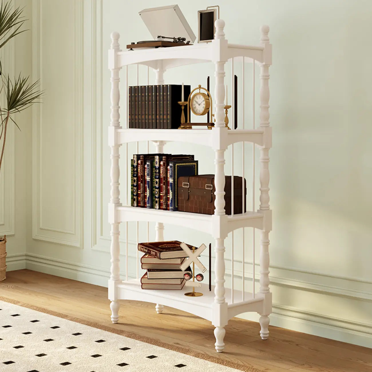 Traditional Etagere Brown Wooden Bookshelf 5-Tier