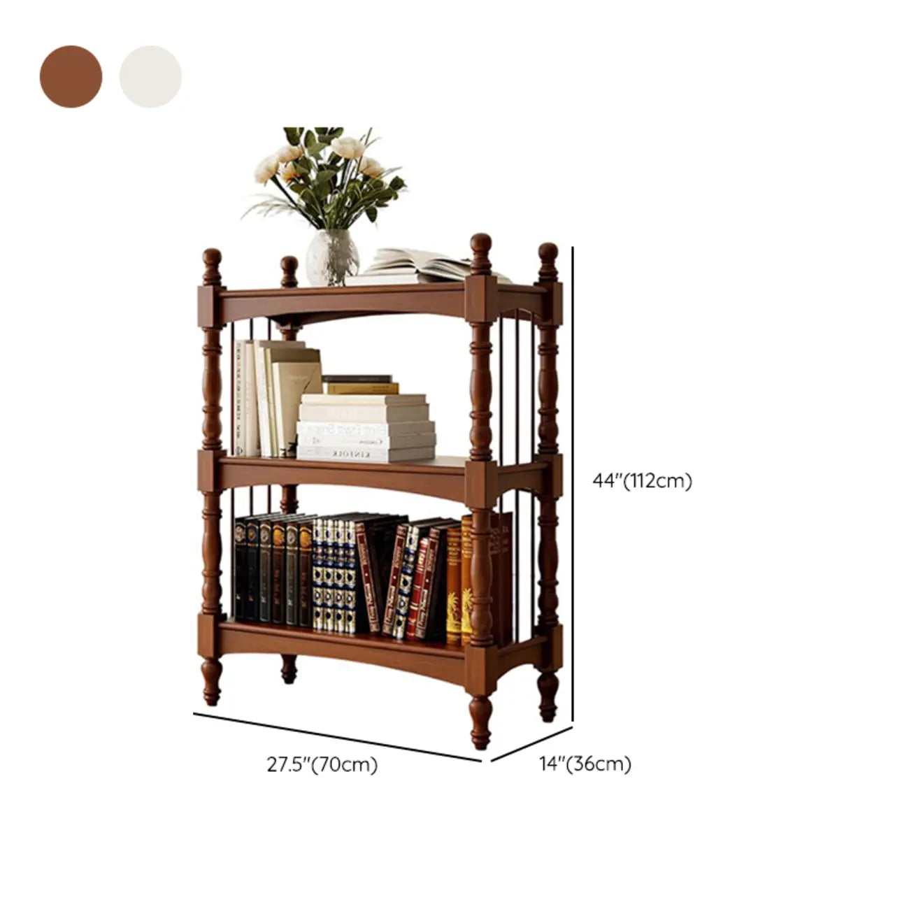 Traditional Etagere Brown Wooden Bookshelf 5-Tier
