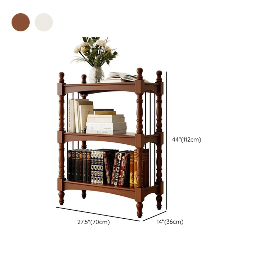 Traditional Etagere Brown Wooden Bookshelf 5-Tier
