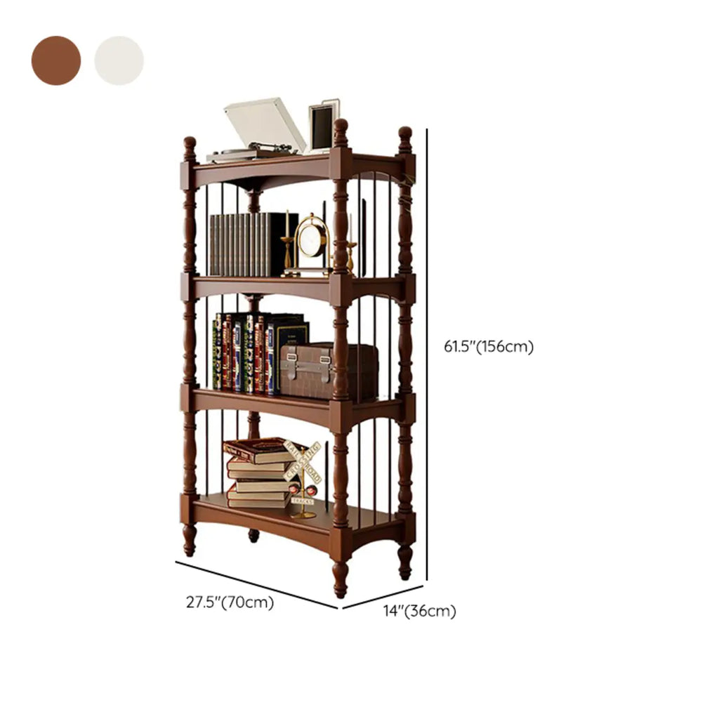 Traditional Etagere Brown Wooden Bookshelf 5-Tier