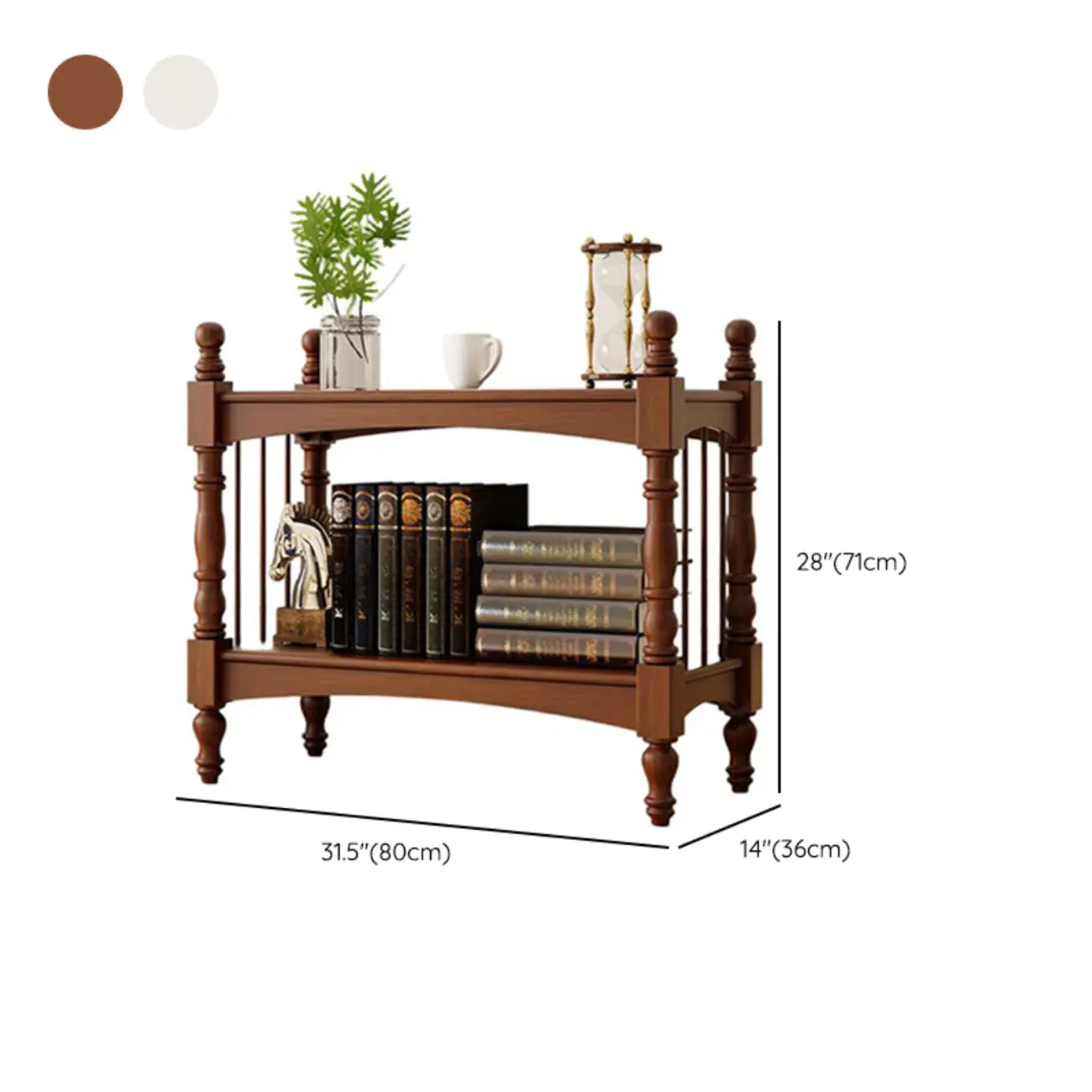 Traditional Etagere Brown Wooden Bookshelf 5-Tier