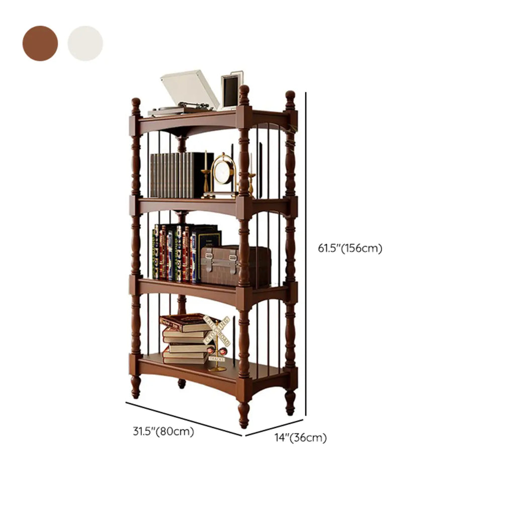 Traditional Etagere Brown Wooden Bookshelf 5-Tier