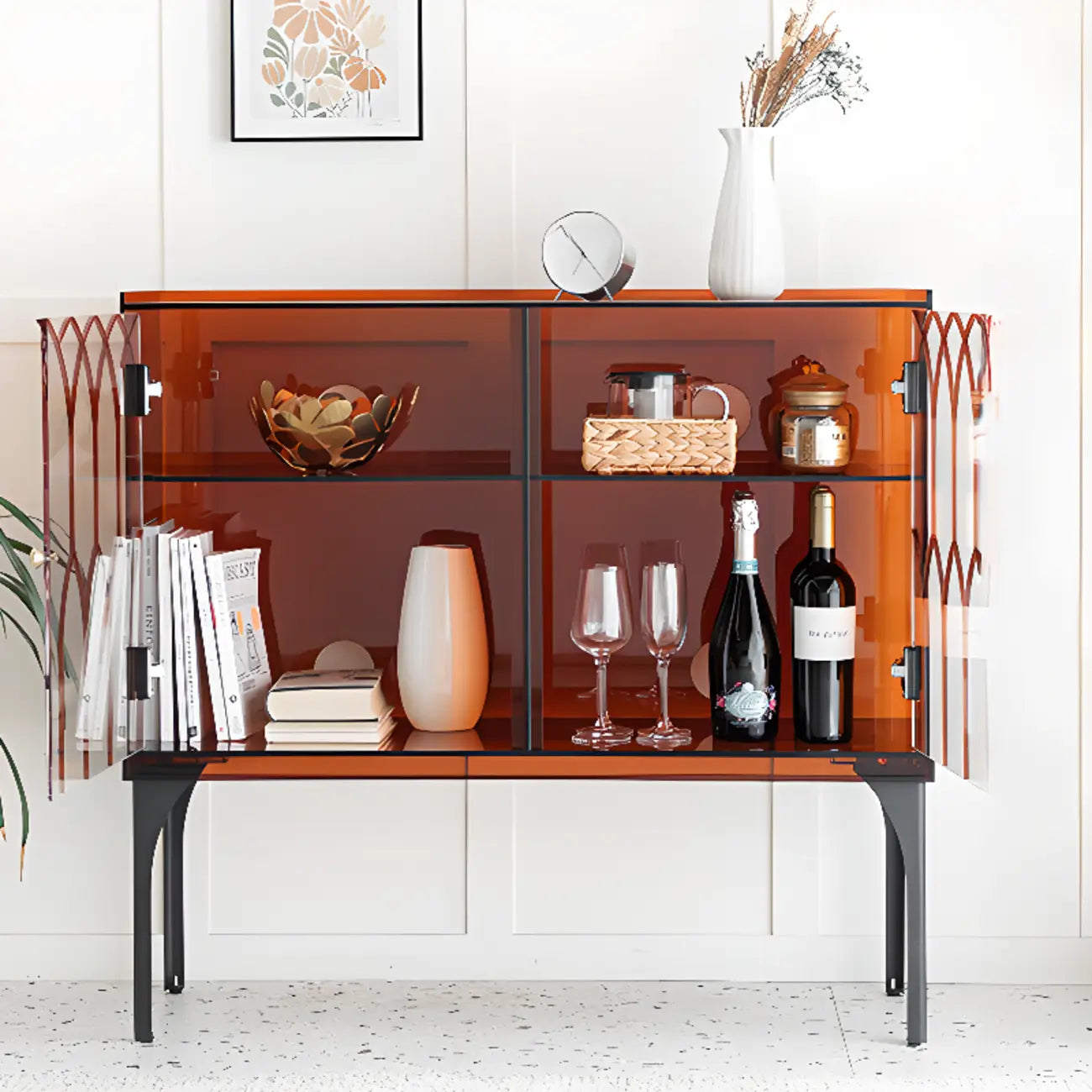 Minimalist Square Acrylic Display Cabinet with Doors