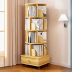 Unique Rotating Closed Back Wooden Storage Bookcase