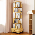 Unique Rotating Closed Back Wooden Storage Bookcase