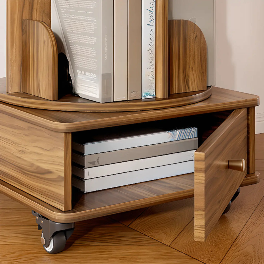 Unique Rotating Closed Back Wooden Storage Bookcase