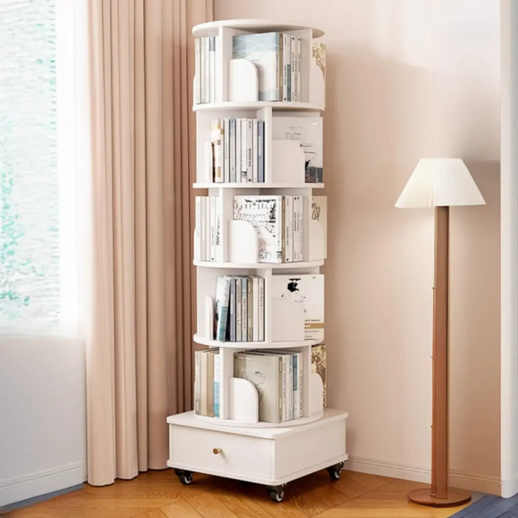 Unique Rotating Closed Back Wooden Storage Bookcase