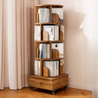 Unique Rotating Closed Back Wooden Storage Bookcase
