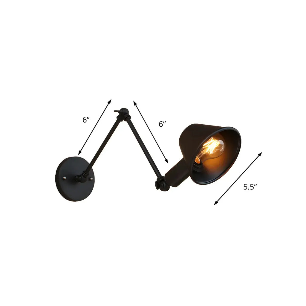 Adjustable Industrial Black  Swing Arm LED Wall Sconce