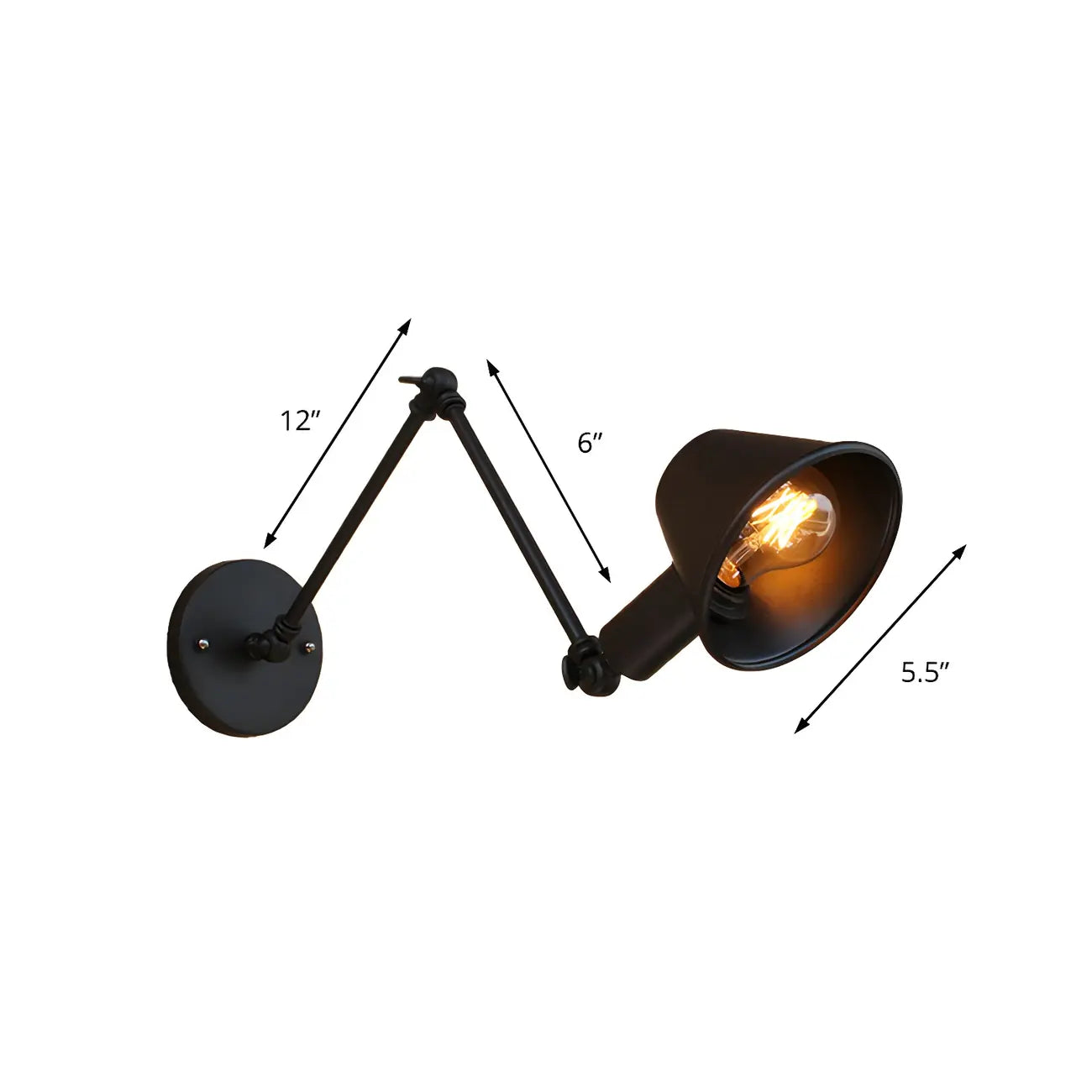 Adjustable Industrial Black  Swing Arm LED Wall Sconce