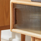 Natural Wood TV Stand with 2 Cabinets