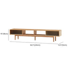 Natural Wood TV Stand with 2 Cabinets
