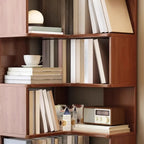 Minimalism Vertical Brown Wood Corner Bookcase