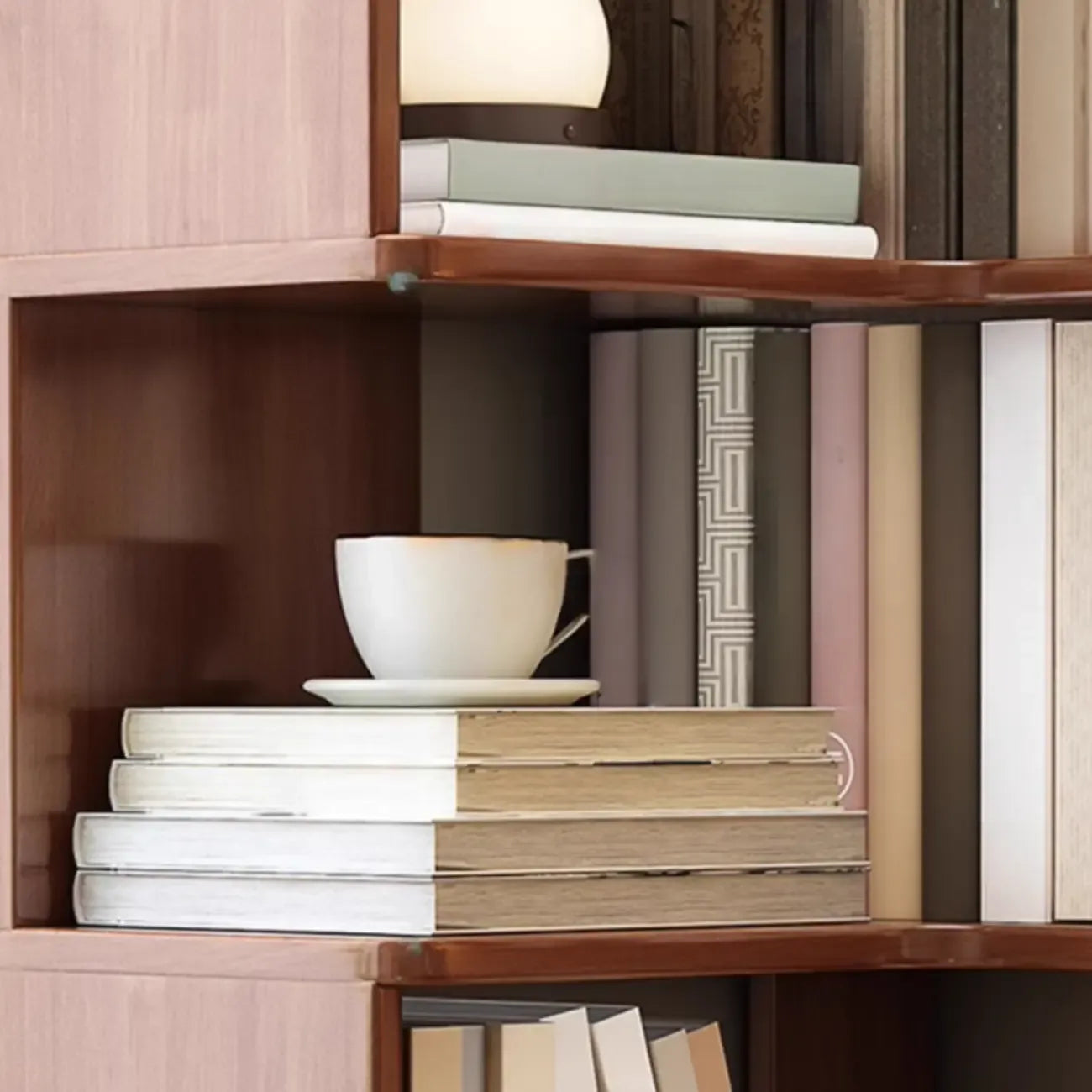 Minimalism Vertical Brown Wood Corner Bookcase
