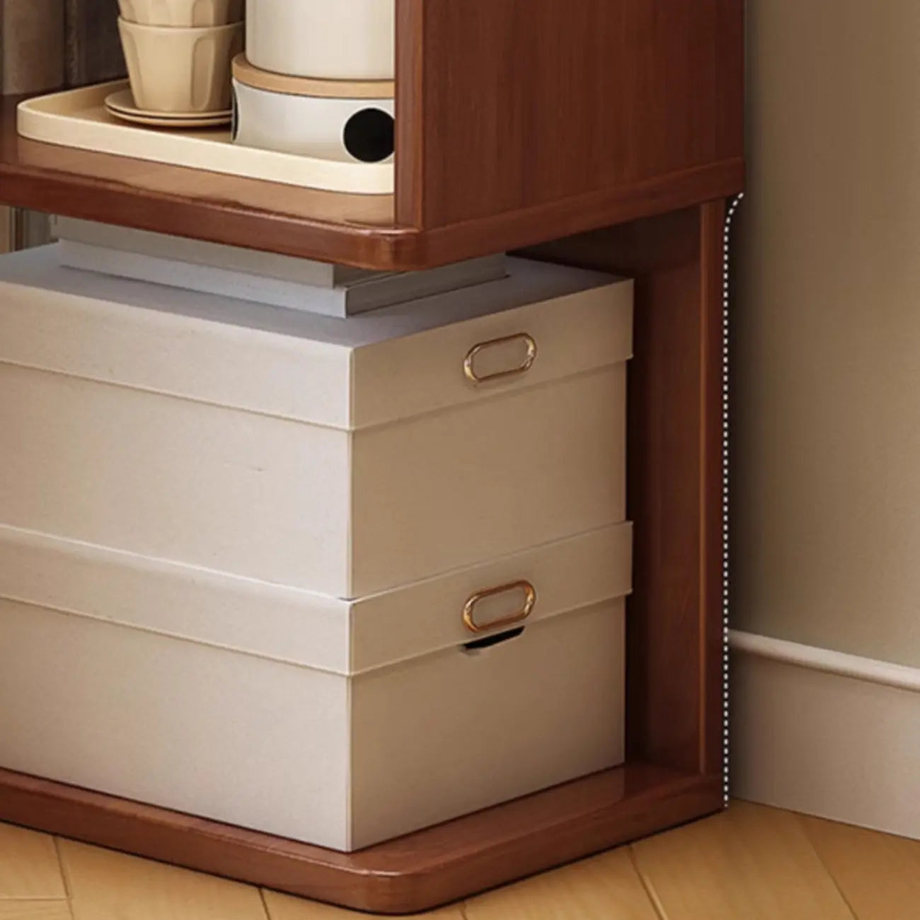 Minimalism Vertical Brown Wood Corner Bookcase
