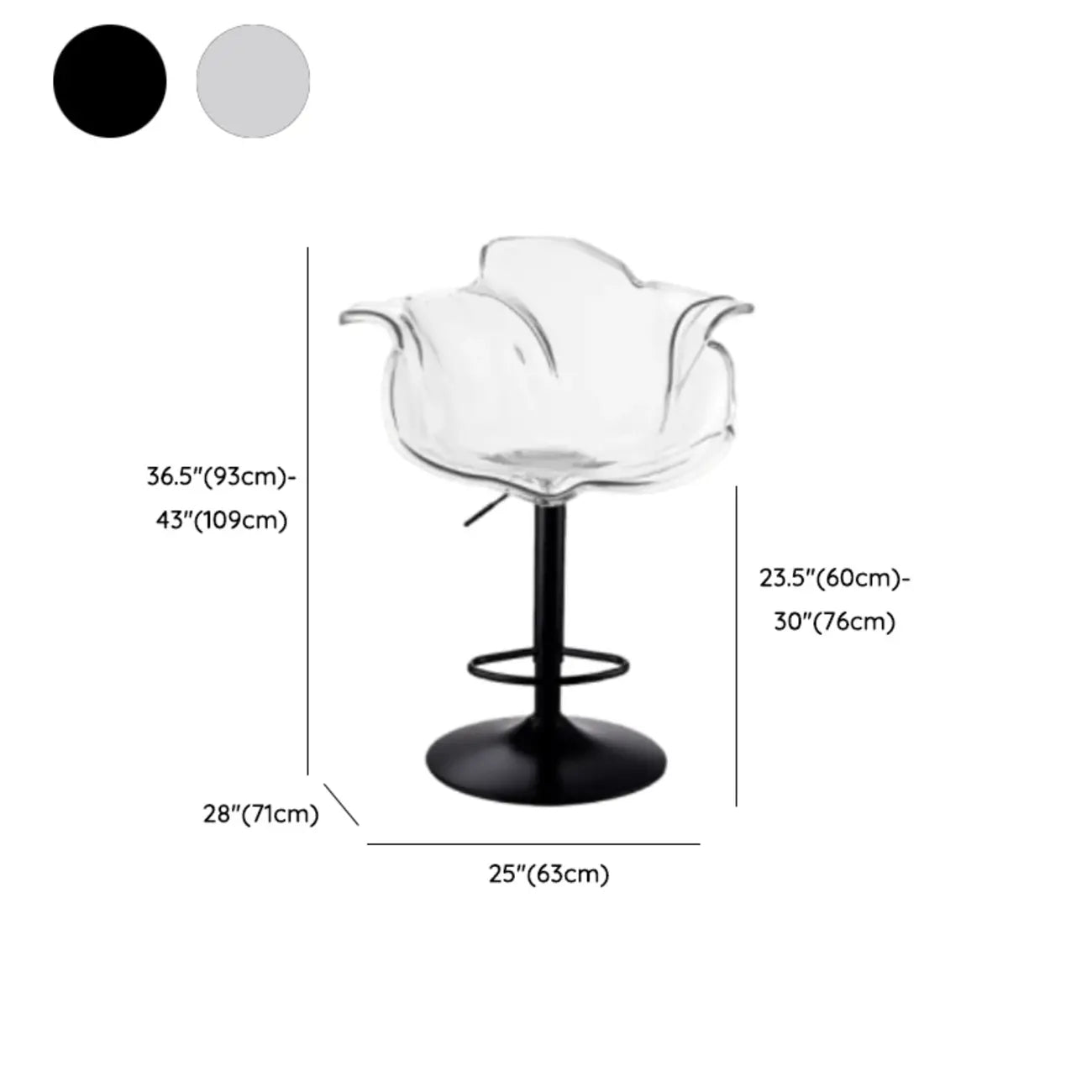 Clear Acrylic Swivel Adjustable Height Bar Stools with Backs