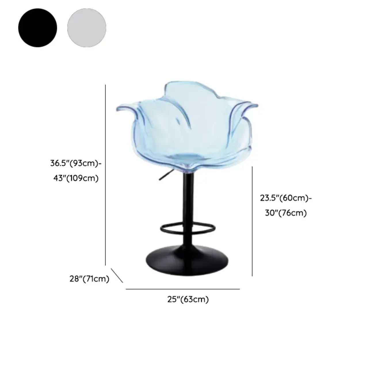 Clear Acrylic Swivel Adjustable Height Bar Stools with Backs
