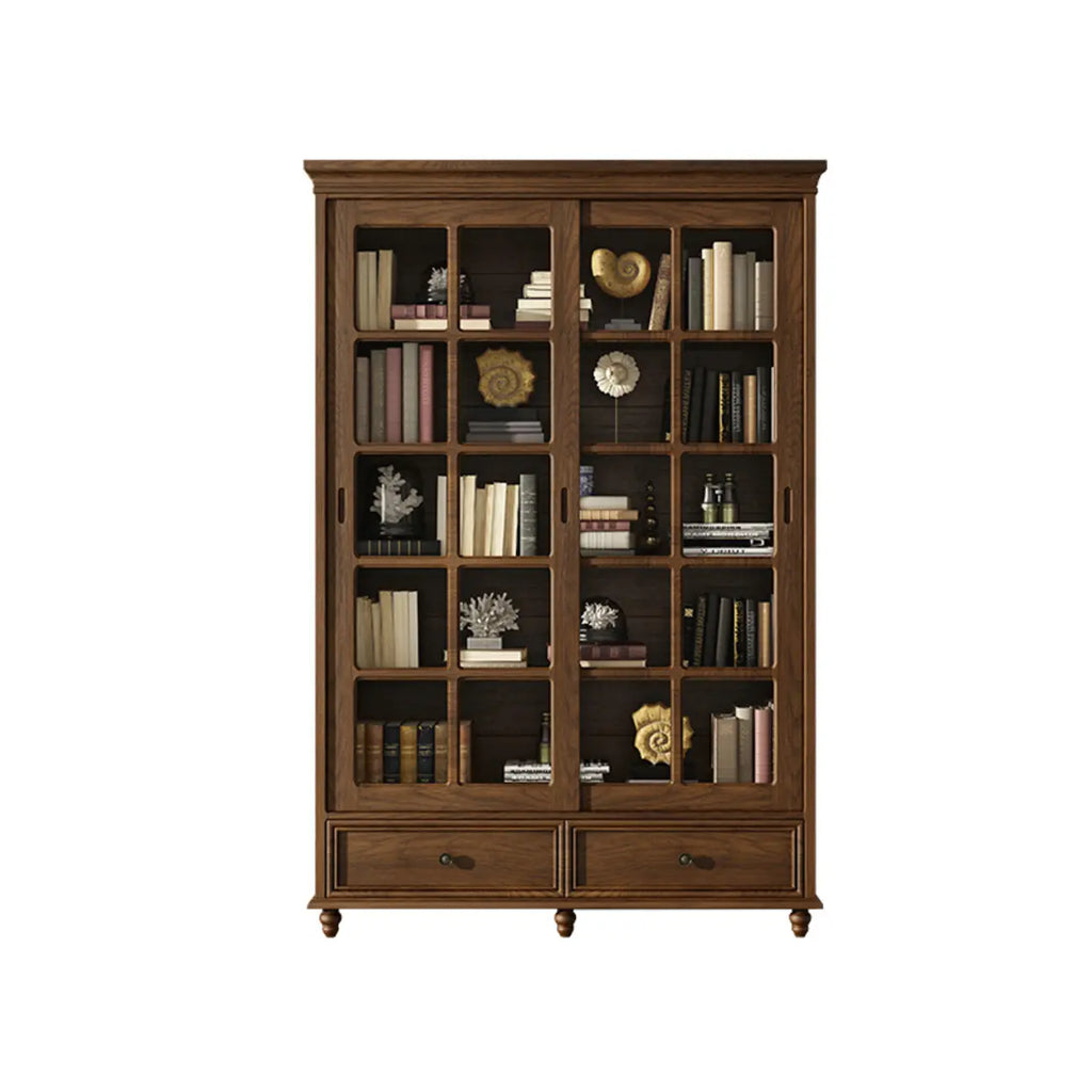 Large Wooden White Storage Sliding Door Display Cabinet