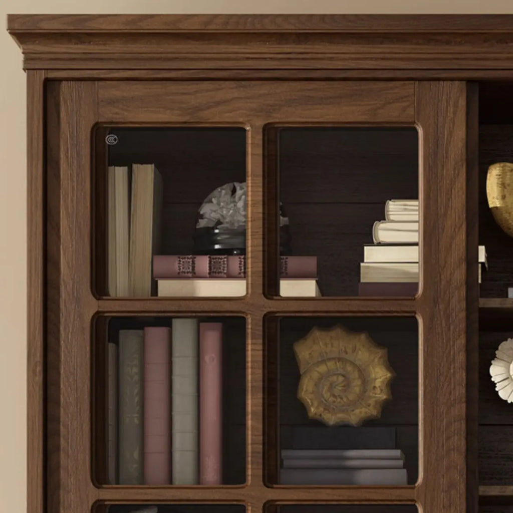 Large Wooden White Storage Sliding Door Display Cabinet