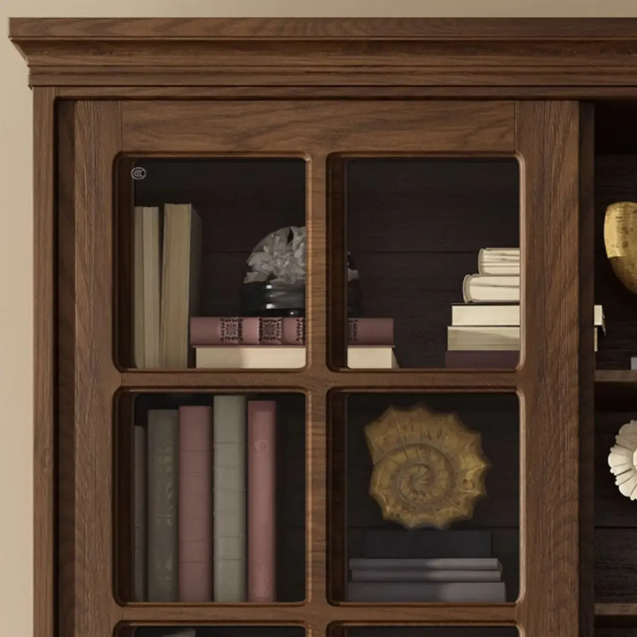 Large Wooden White Storage Sliding Door Display Cabinet