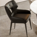 Modern Faux Leather Open Back Arm Dining Chair