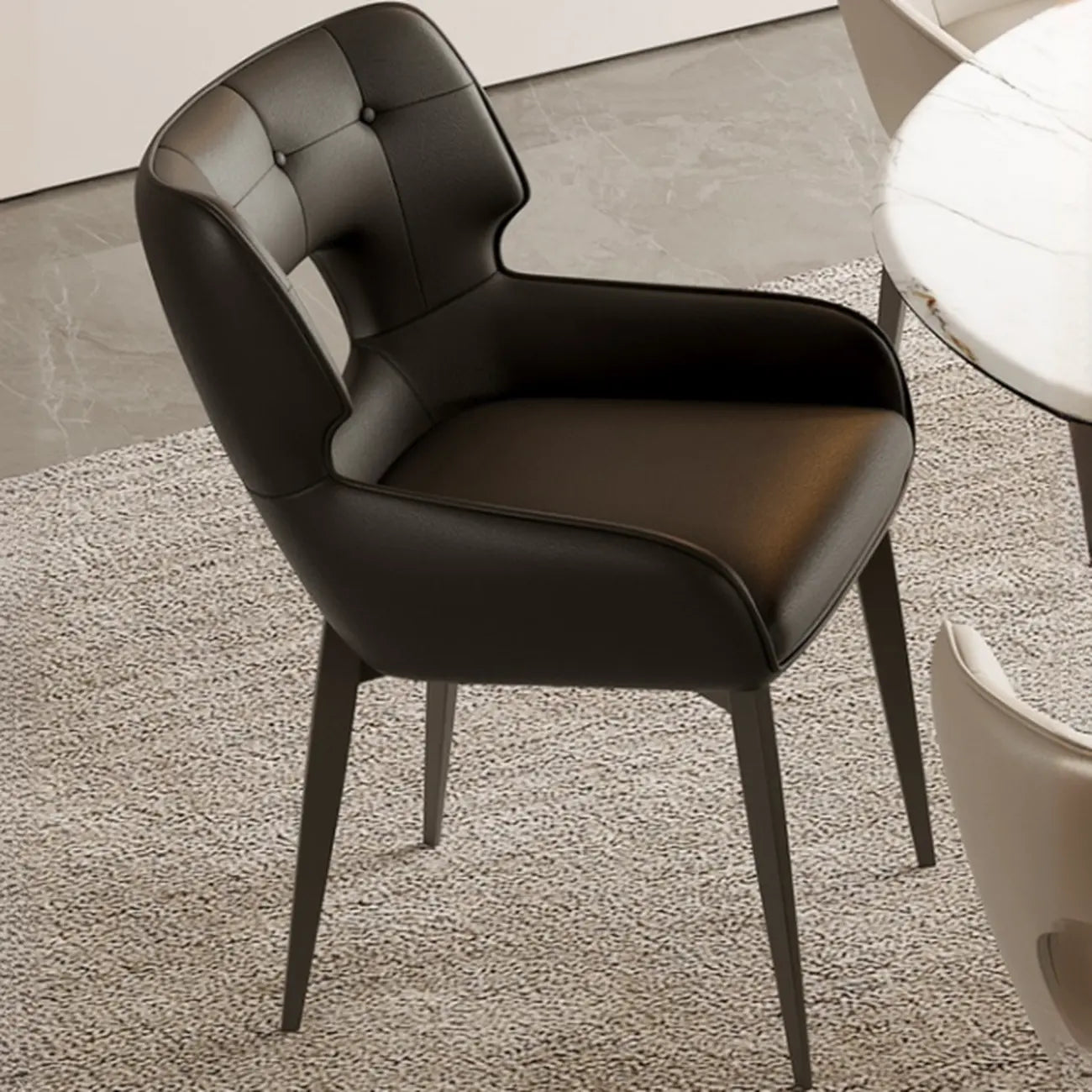 Modern Faux Leather Open Back Arm Dining Chair