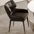 Modern Faux Leather Open Back Arm Dining Chair
