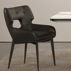 Modern Faux Leather Open Back Arm Dining Chair