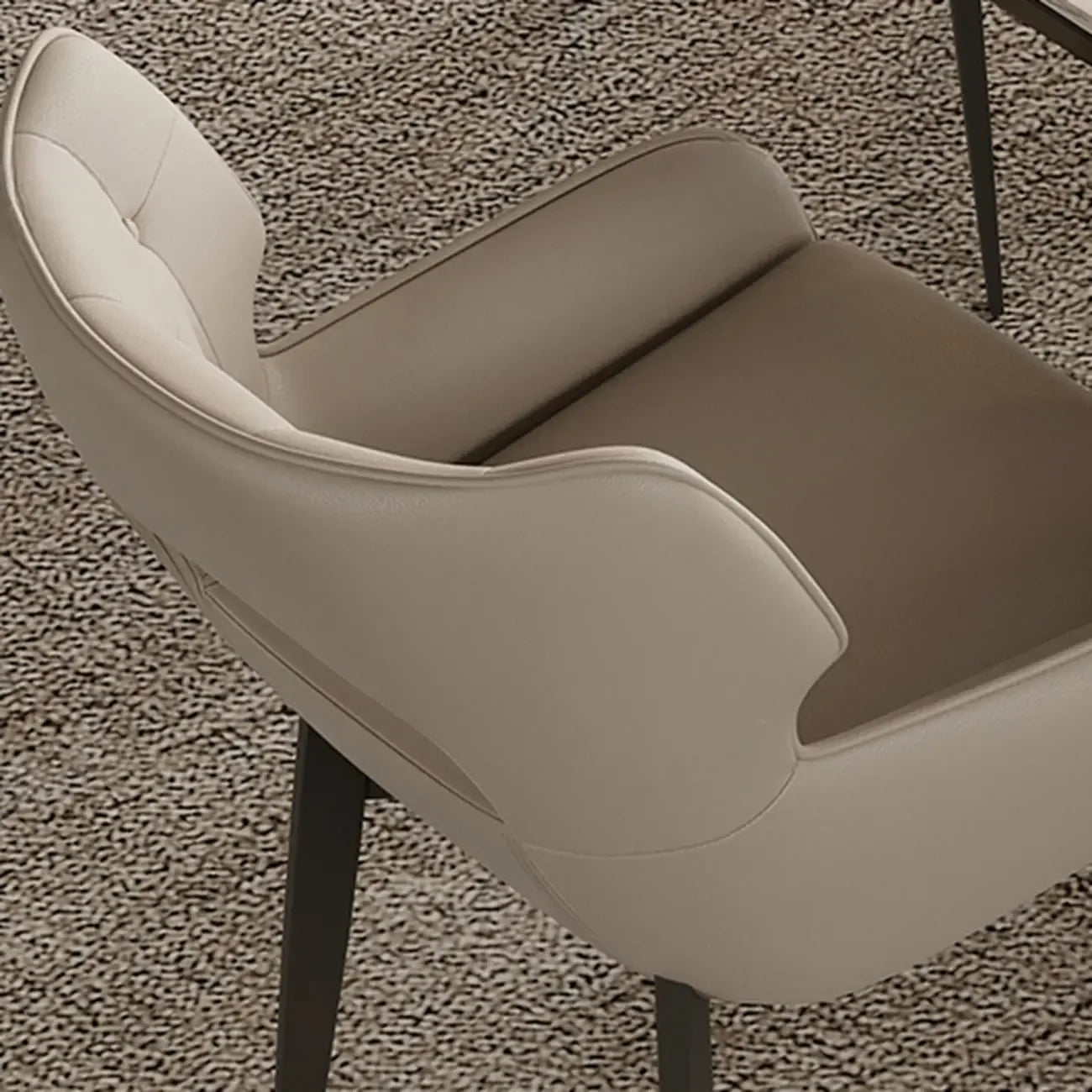 Modern Faux Leather Open Back Arm Dining Chair