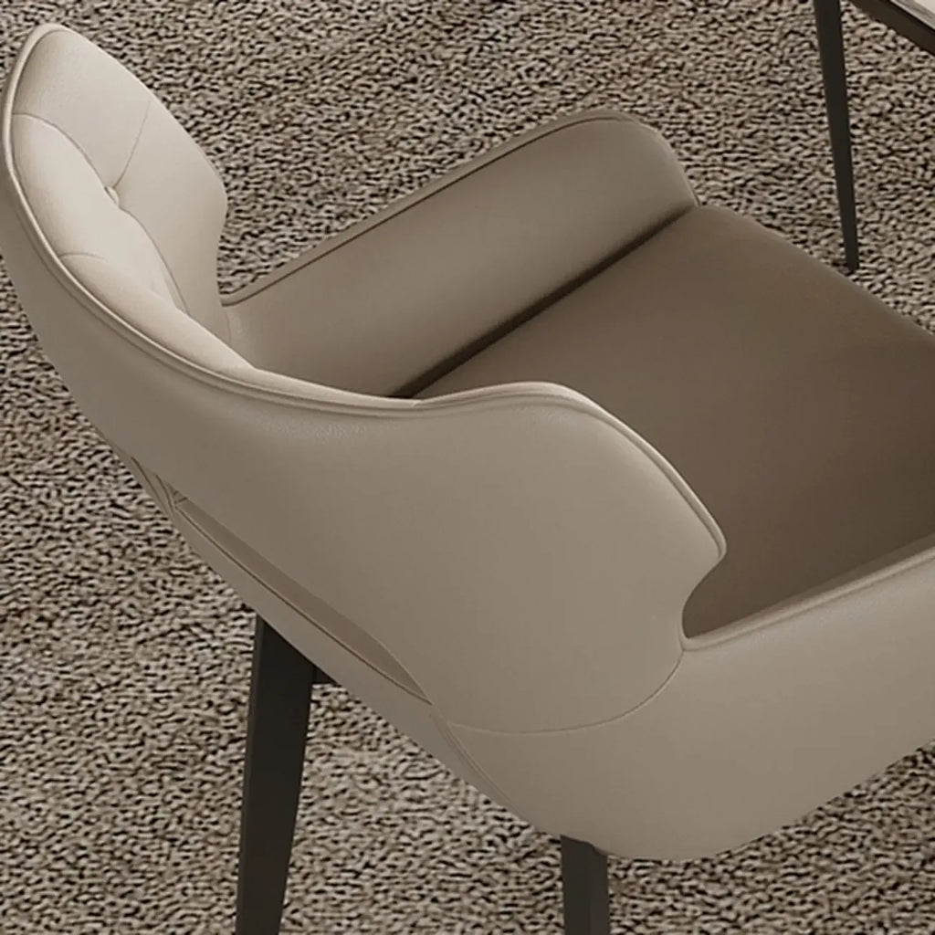 Modern Faux Leather Open Back Arm Dining Chair