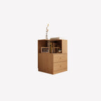 Modern Sepia Timber Corner Bookcase with 2 Drawers