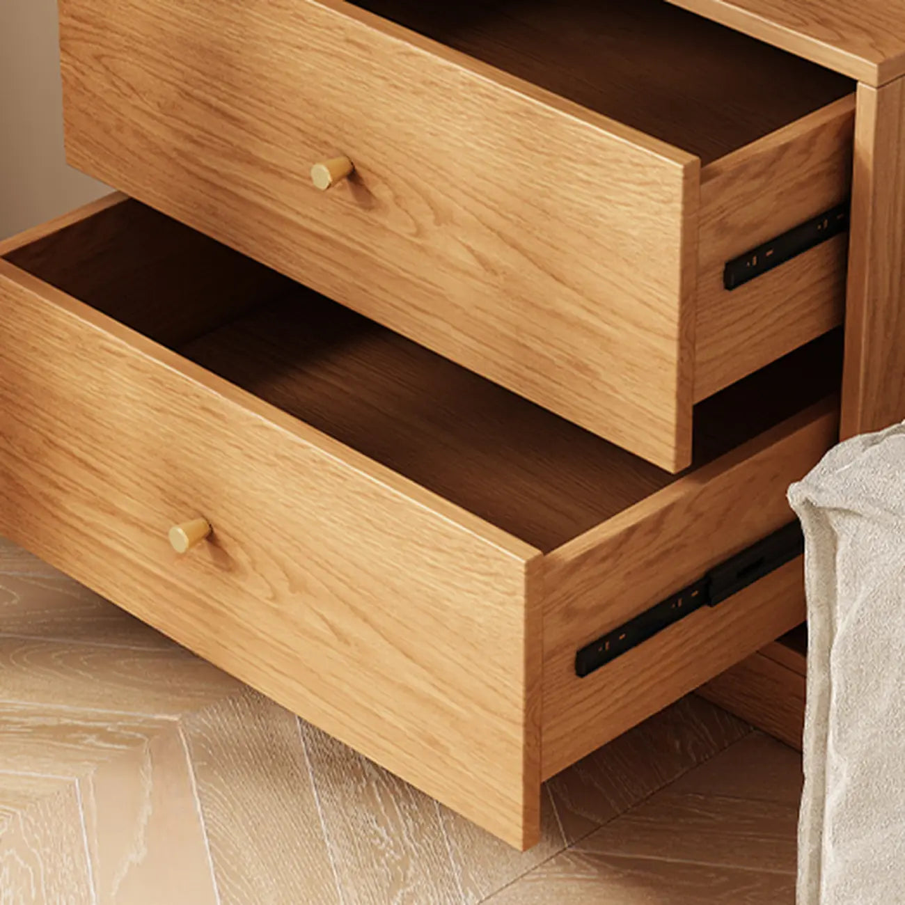 Modern Sepia Timber Corner Bookcase with 2 Drawers