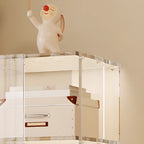 Modern Clear Lucite Vertical Etagere Rolling Bookshelf