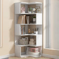 Irregular White L-shaped Wood Open Back Corner Bookcase