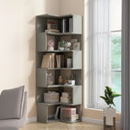 Irregular White L-shaped Wood Open Back Corner Bookcase