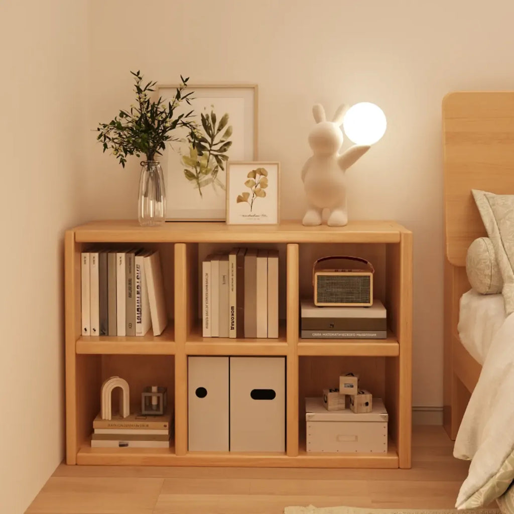 Natural Finish Wooden Storage Simple Narrow Bookcase