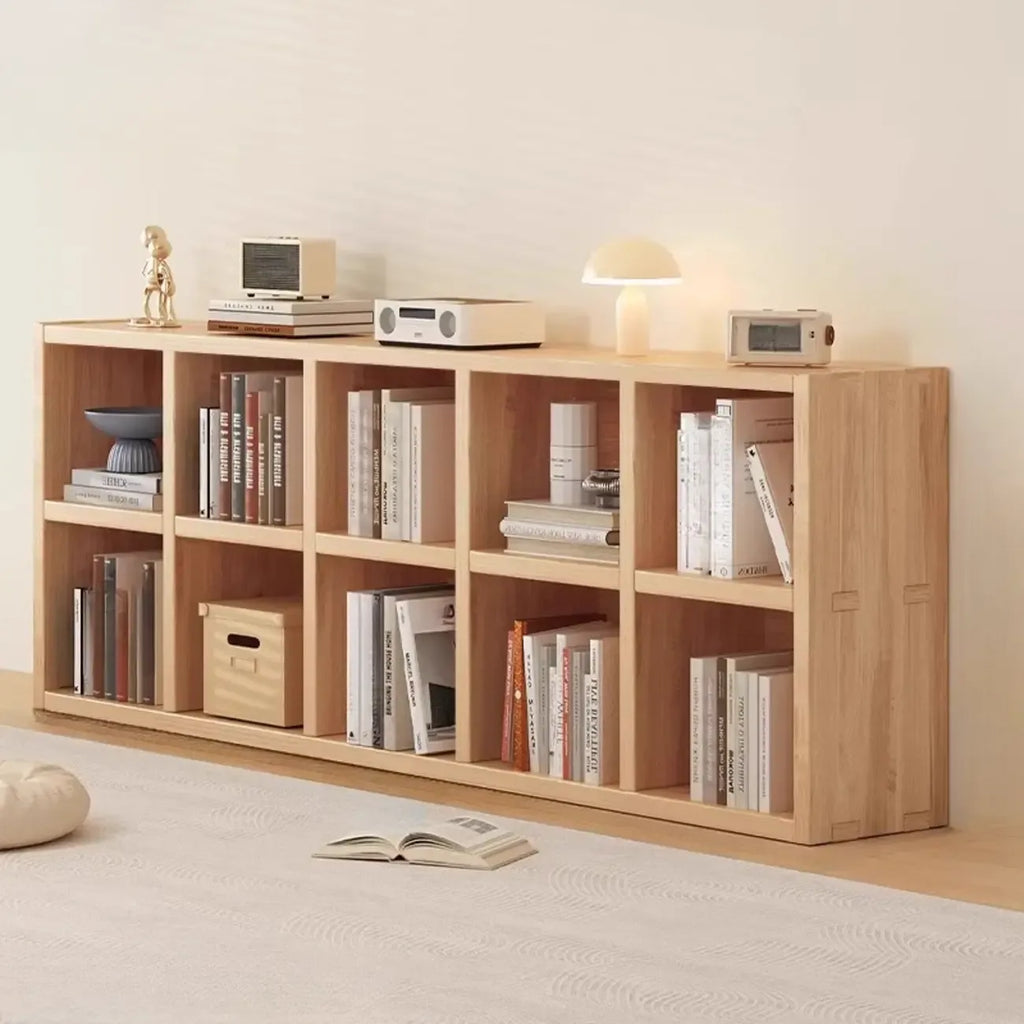 Natural Finish Wooden Storage Simple Narrow Bookcase