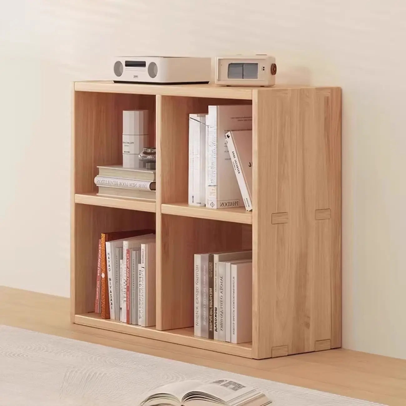 Natural Finish Wooden Storage Simple Narrow Bookcase
